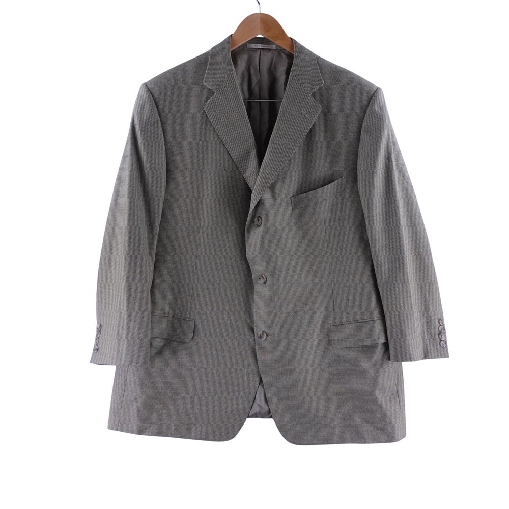 Ermenegildo Zegna Trofeo Mens 52L Wool Blazer Brown Houndstooth Su Misura Jacket